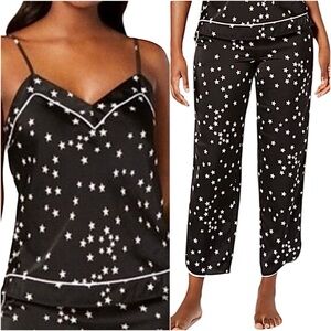 INC Silky Satin Cami PJ Pajama Set M Starry Nights Celestial Stars Loungewear